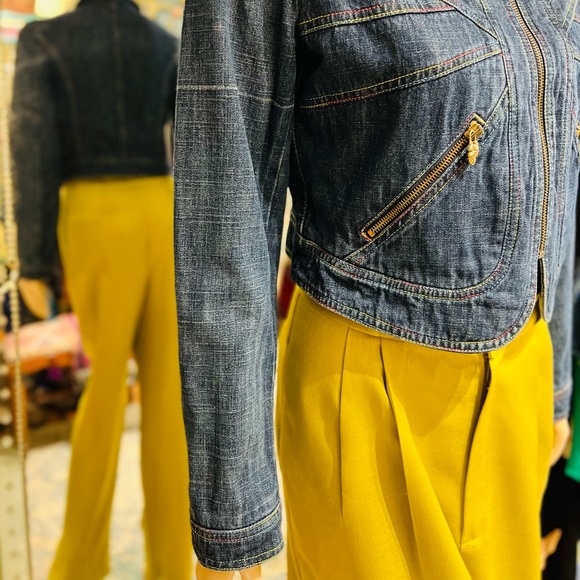 CAPPOPERA ATELIER Made in Italy Denim Cropped Jacket Zip closure Pockets front - Picture 10 of 14